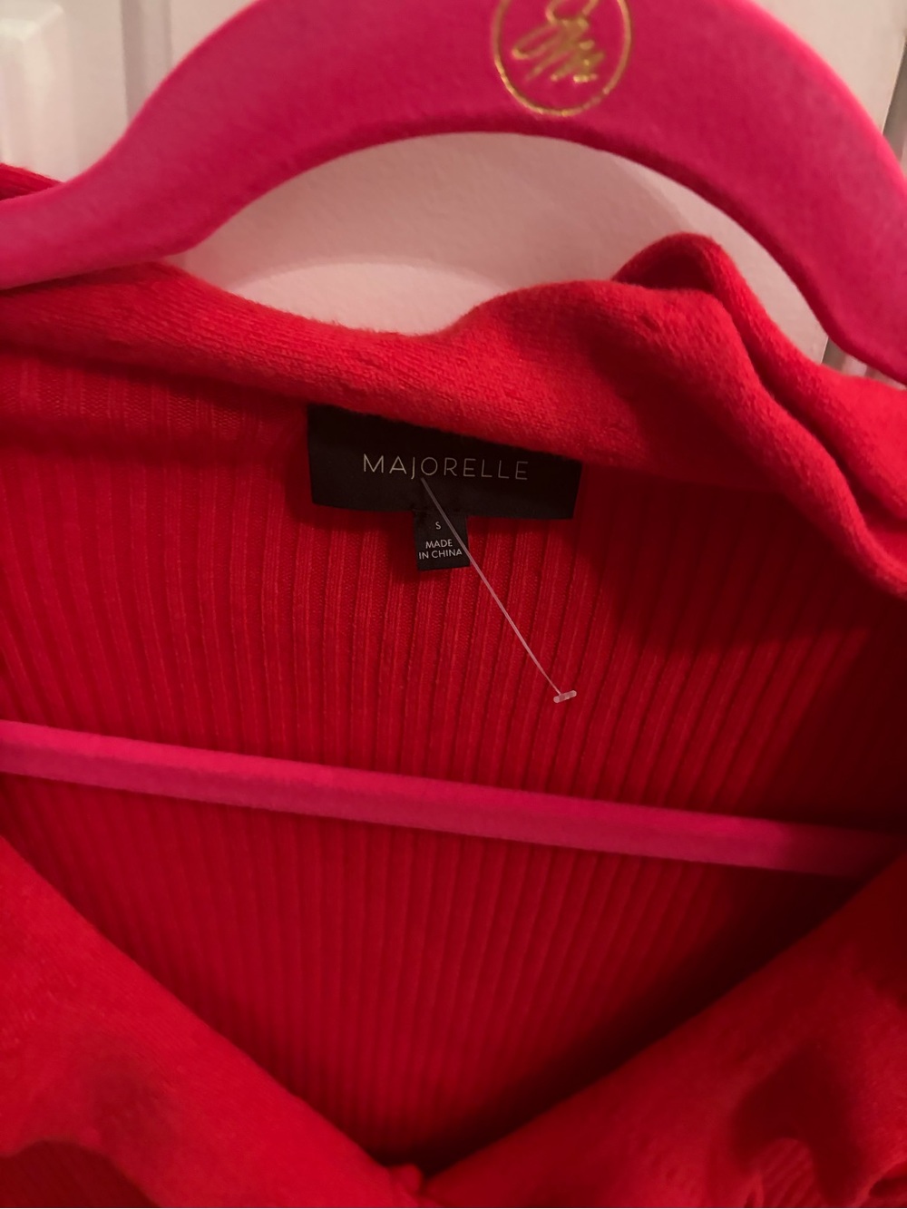 Majorelle red Ruffle Tie-Front Ribbed Top - Picture 2 of 4